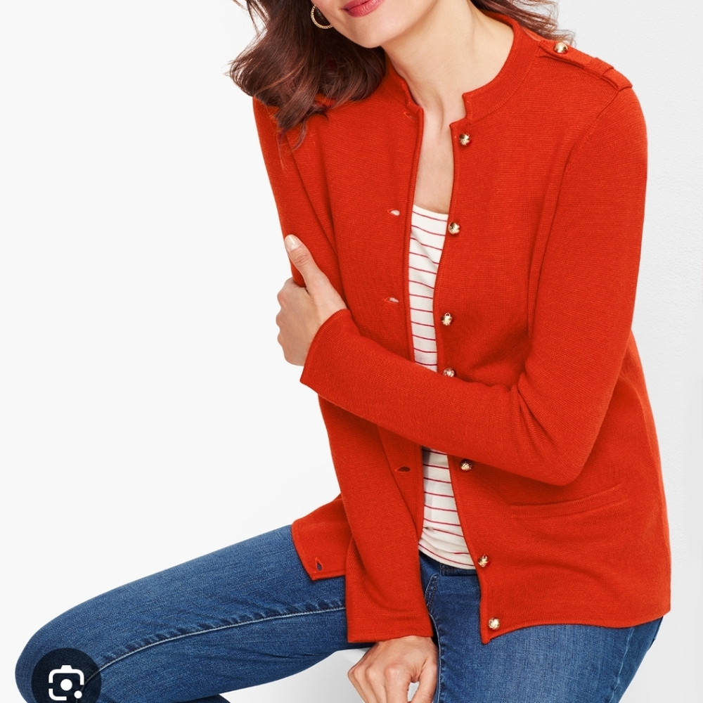 TALBOTS Merino Blend Military Sweater Jacket - 1XL